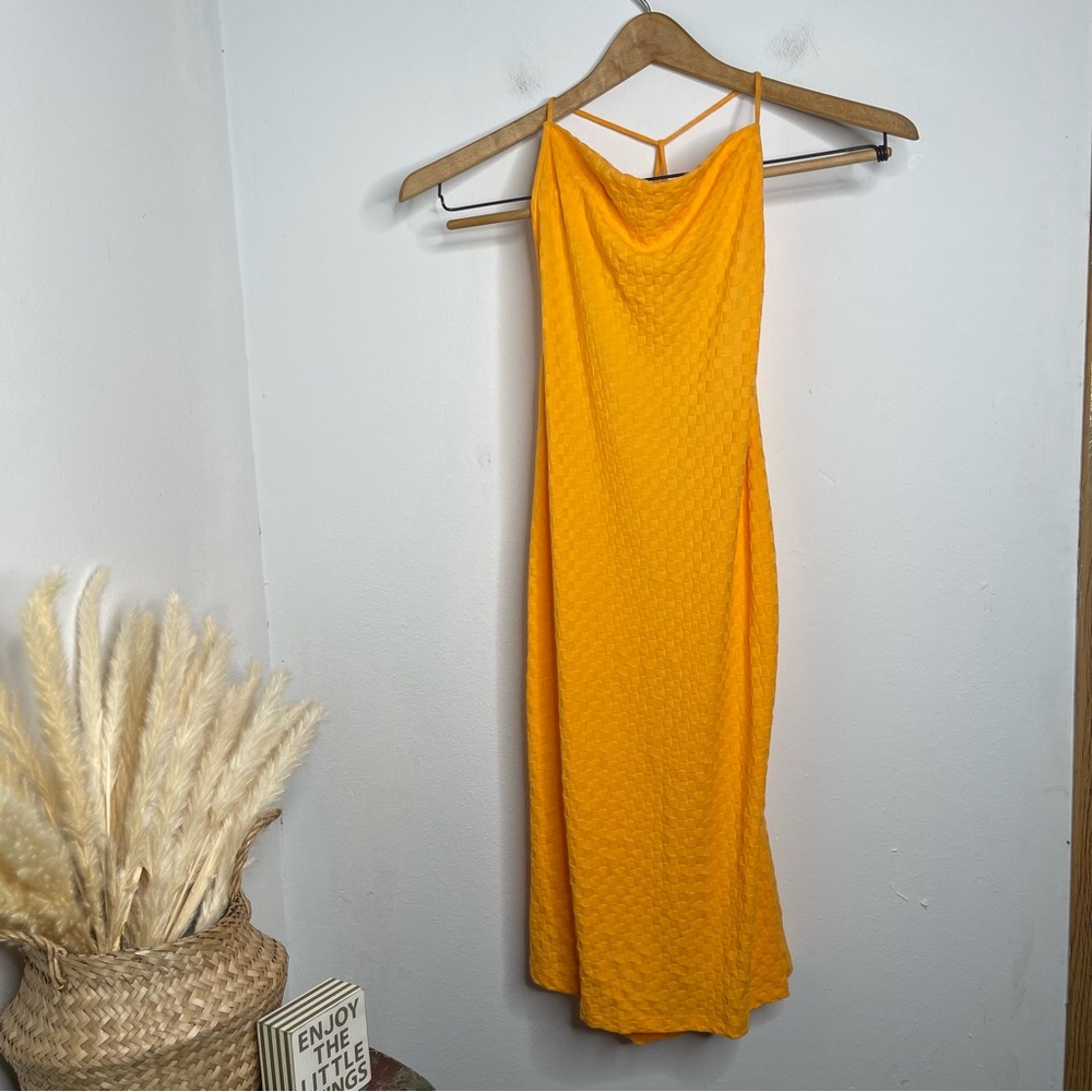 Free People BEACH Evelyn Halter Orange Square Textured
Open Back Dress XL Y2K 90 - Picture 4 of 16